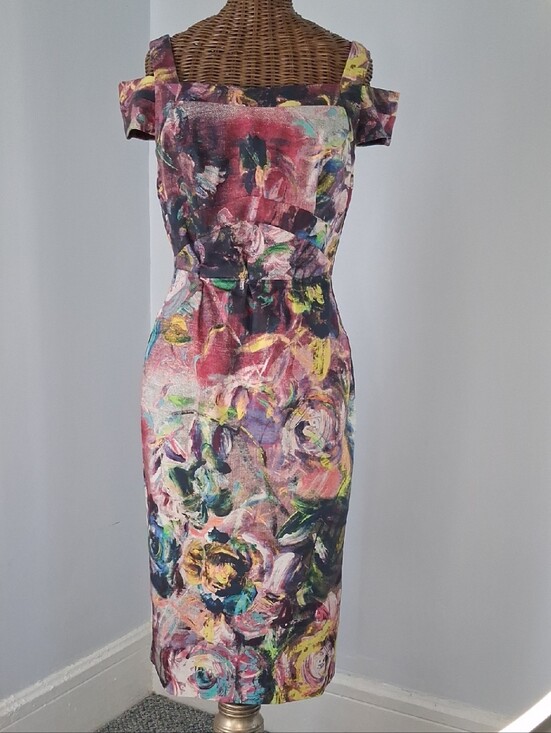 Nicole Miller Dresses & Skirts - Painterly Floral Midi Sheath Dress in Multicolor